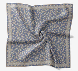 Soft Eşarp Yaprak Desen Mavi 90x90