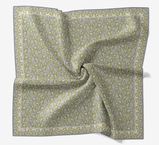 Soft Eşarp Yaprak Desen Mavi Gri 90x90 - Soft Eşarp - | Silk Home
