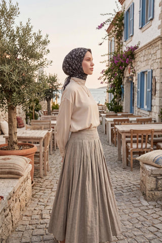 Soft Eşarp Yaprak Desen Siyah 90x90 - Soft Eşarp - | Silk Home