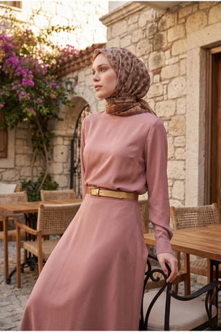 Soft Eşarp Yaprak Desen Taş 90x90 - Soft Eşarp - | Silk Home
