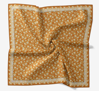 Soft Eşarp Yaprak Desen Turuncu 90x90 - Soft Eşarp - | Silk Home
