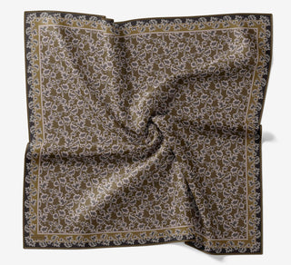 Soft Eşarp Yaprak Desen Yeşil Kahve 90x90