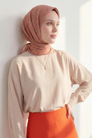 Soft Eşarp Zincir Desen Vizon 90x90