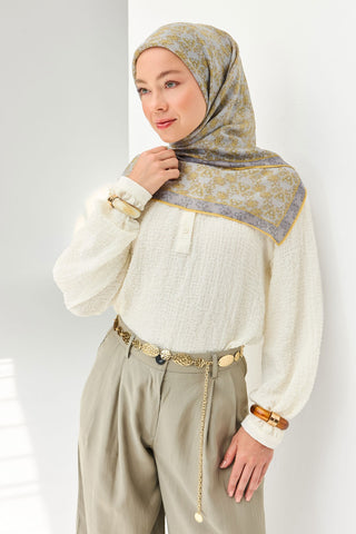 Tencel Monare Eşarp Garden Koyu Gri - Monare Eşarp - | Silk Home