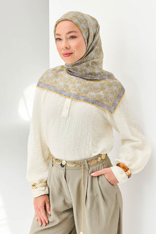 Tencel Monare Eşarp Garden Koyu Gri - Monare Eşarp - | Silk Home