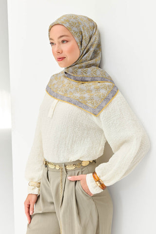 Tencel Monare Eşarp Garden Koyu Gri - Monare Eşarp - | Silk Home