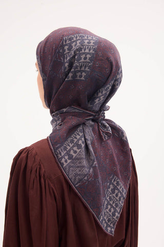 Tencel Monare Eşarp Osmanlı Desen Koyu Bordo 90X90