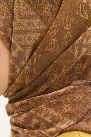 Tencel Monare Eşarp Osmanlı Desen Koyu Vizon 90X90