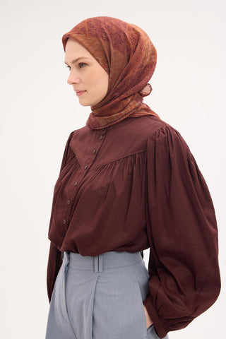 Tencel Monare Eşarp Osmanlı Desen Pas Rengi 90X90