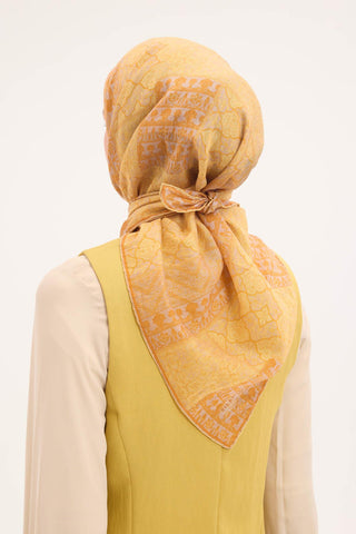 Tencel Monare Eşarp Osmanlı Desen Sarı Turuncu 90X