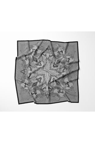 Tencel Monare Eşarp Şal Desen Açık Gri 90x90