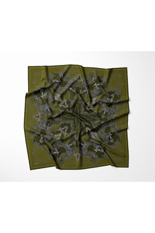 Tencel Monare Eşarp Şal Desen Asker Yeşili 90x90