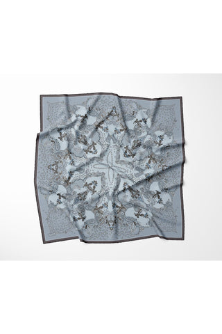 Tencel Monare Eşarp Şal Desen Buz Mavi 90x90