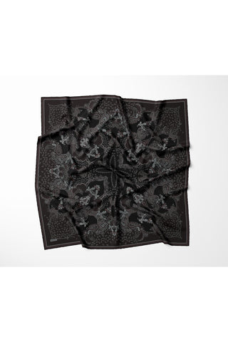 Tencel Monare Eşarp Şal Desen Dumanlı Siyah 90x90