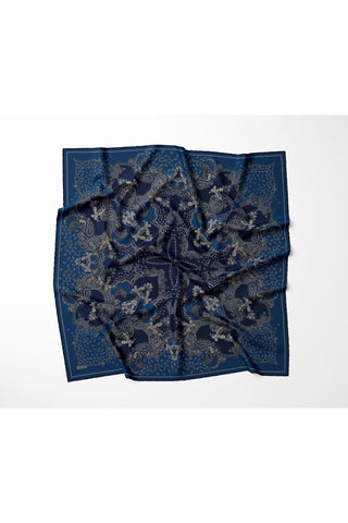 Tencel Monare Eşarp Şal Desen Gece Mavisi 90x90