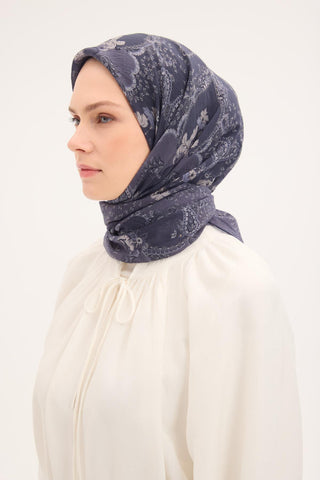 Viscose Velora Scarf, Four Seasons, Baroque Floral Pattern, Espresso, 90x90 cm 