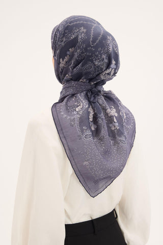 Viscose Velora Scarf, Four Seasons, Baroque Floral Pattern, Espresso, 90x90 cm 