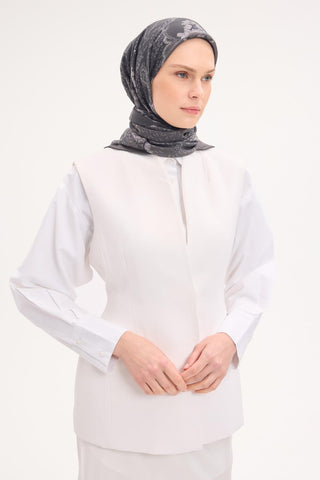 Viscose Velora Scarf, Four Seasons, Baroque Floral Pattern, Espresso, 90x90 cm 