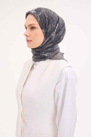 Tencel Monare Eşarp Şal Desen Koyu Yeşil 90x90