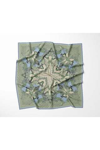 Tencel Monare Eşarp Şal Desen Pastel Yeşil 90x90