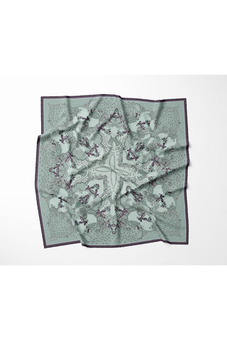 Tencel Monare Eşarp Şal Desen Pastel Yeşil 90x90