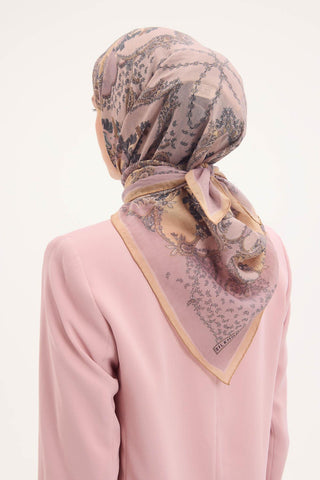 Tencel Monare Eşarp Şal Desen Soluk Lila 90x90