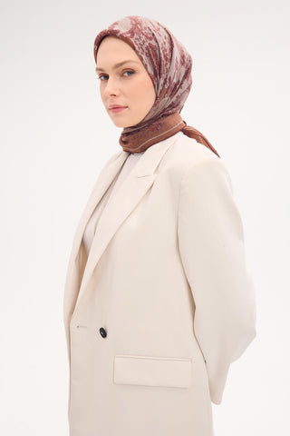 Viscose Velora Scarf, Four Seasons, Baroque Floral Pattern, Espresso, 90x90 cm 