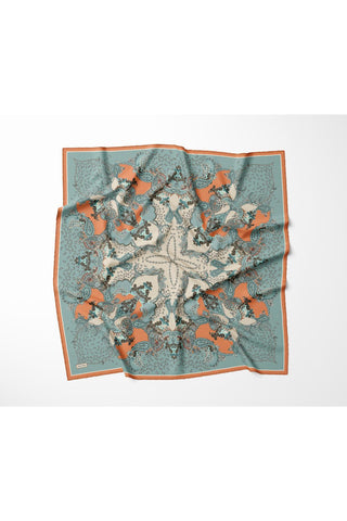 Tencel Monare Eşarp Şal Desen Turuncu 90x90