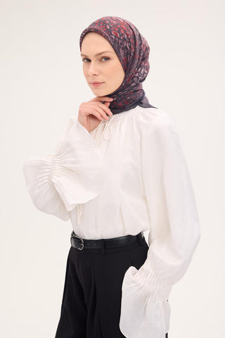 Viscose Velora Scarf, Four Seasons, Baroque Floral Pattern, Espresso, 90x90 cm 