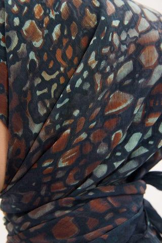 Tencel Monare Eşarp Taş Desen Gece Mavisi 90x90