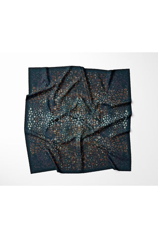 Tencel Monare Eşarp Taş Desen Koyu Lacivert 90x90