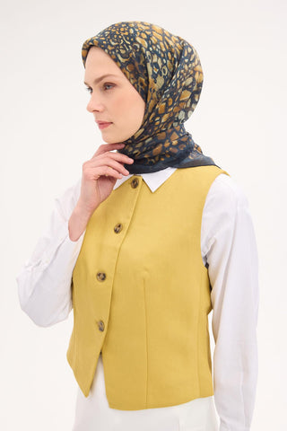 Viscose Velora Scarf, Four Seasons, Baroque Floral Pattern, Espresso, 90x90 cm 