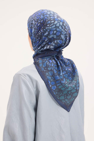 Tencel Monare Eşarp Taş Desen Morcivert 90x90
