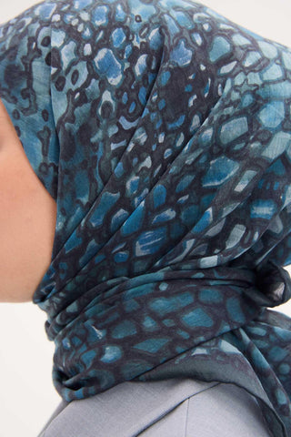 Tencel Monare Eşarp Taş Desen Petrol Yeşili 90x90