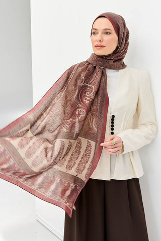 Tencel Monare Şal Bohem Kahverengi