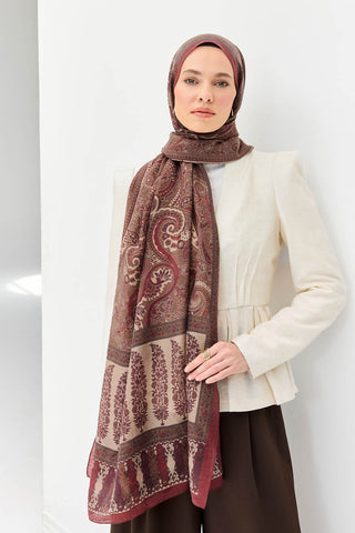 Tencel Monare Şal Bohem Kahverengi
