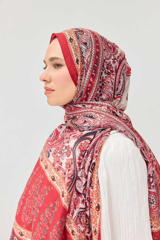 Tencel Monare Şal Bohem Kırmızı