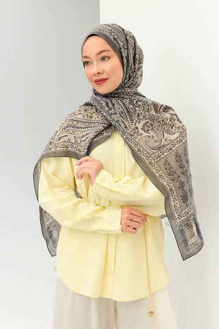 Tencel Monare Şal Bohem Koyu Gri