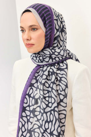 Tencel Monare Şal Coral  Açık Siyah
