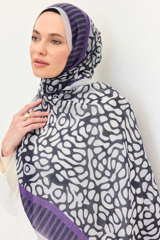 Tencel Monare Şal Coral  Açık Siyah