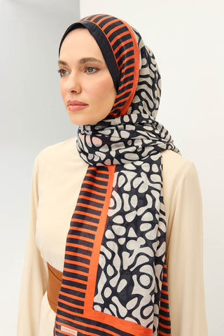 Tencel Monare Şal Coral Gece Mavisi