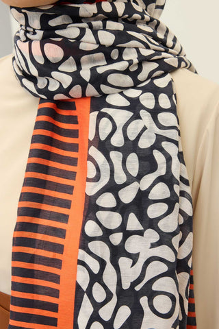 Tencel Monare Şal Coral Gece Mavisi