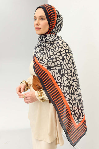 Tencel Monare Şal Coral Gece Mavisi