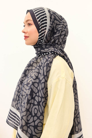 Tencel Monare Şal Coral Koyu Lacivert