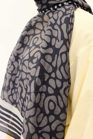 Tencel Monare Şal Coral Koyu Lacivert