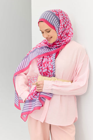 Tencel Monare Şal Coral Koyu Pembe