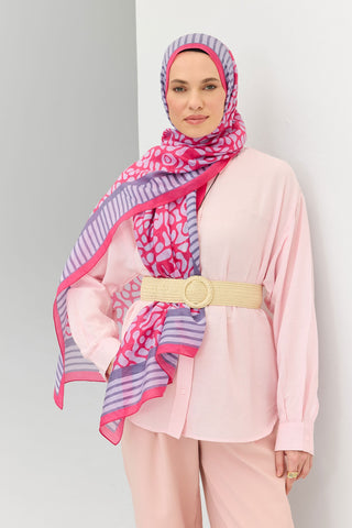 Tencel Monare Şal Coral Koyu Pembe