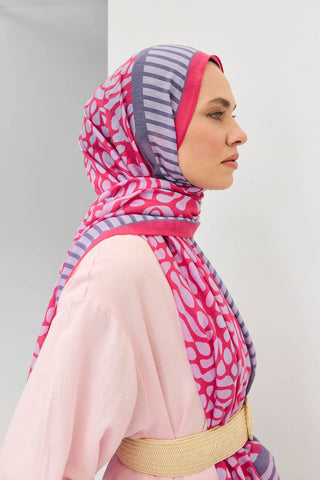 Tencel Monare Şal Coral Koyu Pembe