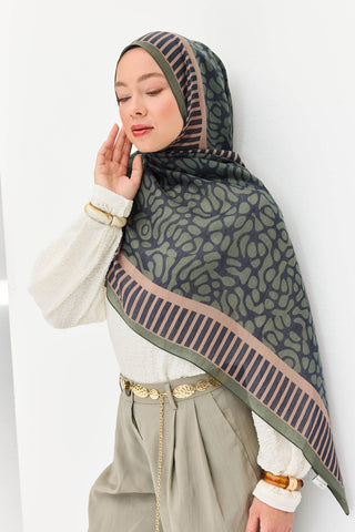 Tencel Monare Şal Coral Koyu Yeşil