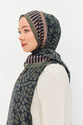Tencel Monare Şal Coral Koyu Yeşil